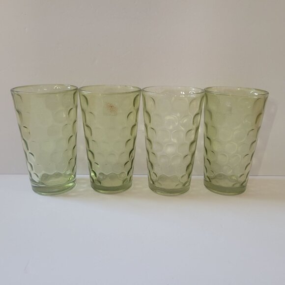 Vintage Mid Century Eldorado Green Juice Glasses 60’s-70’s Hazel Atlas Set Of 4 - Picture 1 of 7